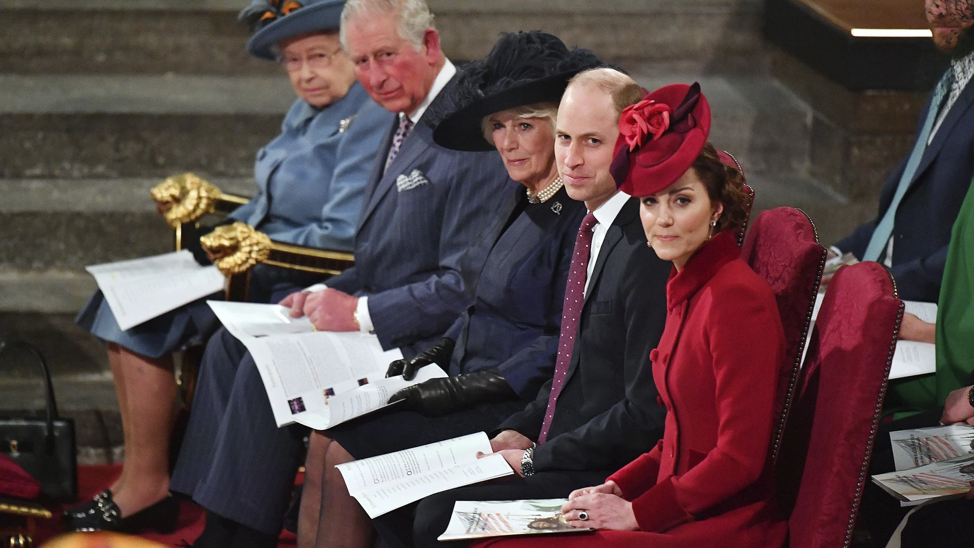 La Familia Real británica en el último Servicio de la Commonwealth en la Abadía de Westminster