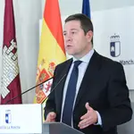El presidente de Castilla-La Mancha, Emiliano García-Page, en rueda de prensa.JCCM28/03/2020