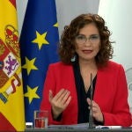 La portavoz del Gobierno, María Jesús Montero, hoy durante la rueda de prensa posterior al Consejo de Ministros