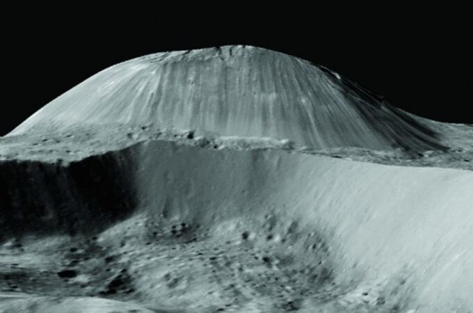 Recreación digital del Domo Ahuna Mons. Autoría: NASA/JPL-CALTECH/UCLA/MPS/DLR/IDA