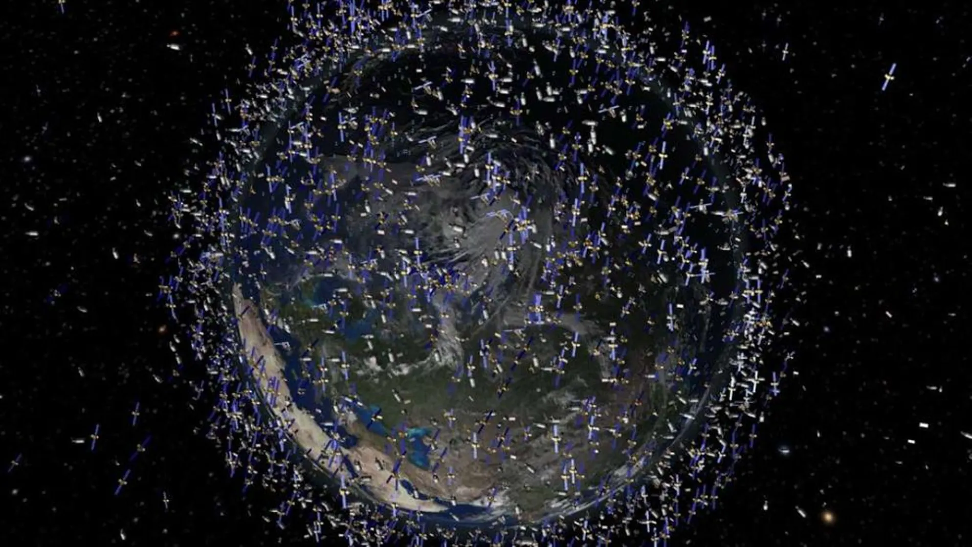 Recreación de la basura espacial en órbita. Foto: ESA