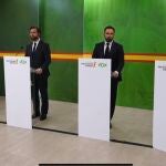 Santiago Abascal junto a Iván Espinosa de los Monteros, Jorge Buxadé y Luis Steegmann en la sede de Vox