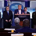 Donald Trump en una conferencia de prensa