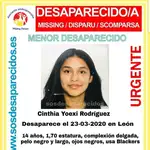 Desaparecida en León desde el 23 de marzo una joven de 14 años