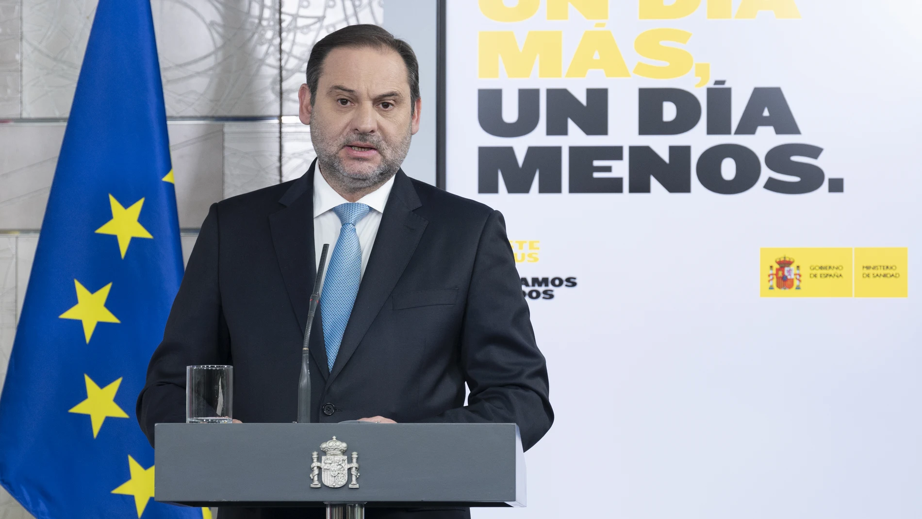 El ministro de Transportes, Movilidad y Agenda Urbana, José Luis Ábalos, durante una rueda de prensa