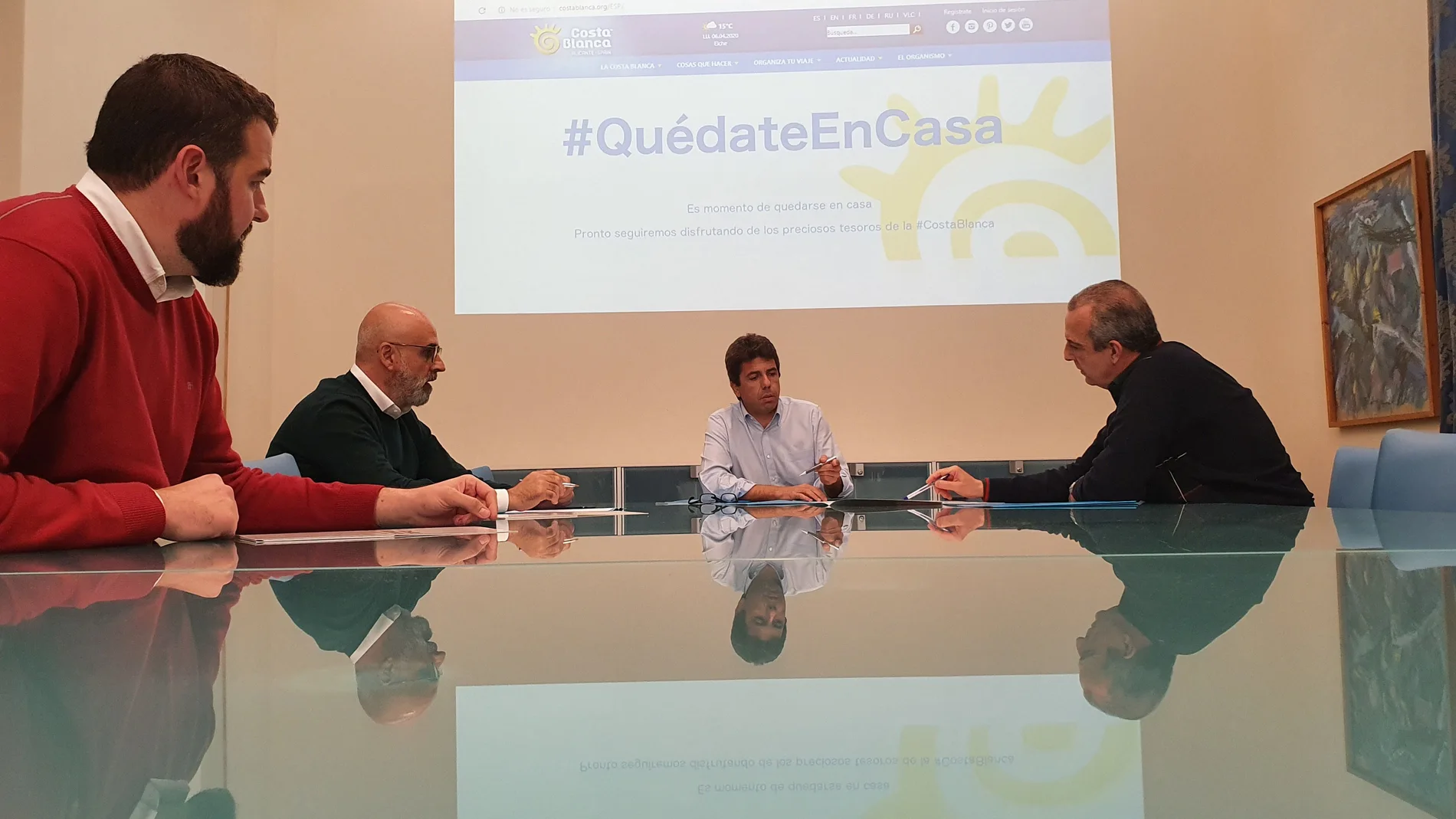 El presidente de la institución provincial, Carlos Mazón, se ha reunido con el presidente de la CEV Alicante, Perfecto Palacio