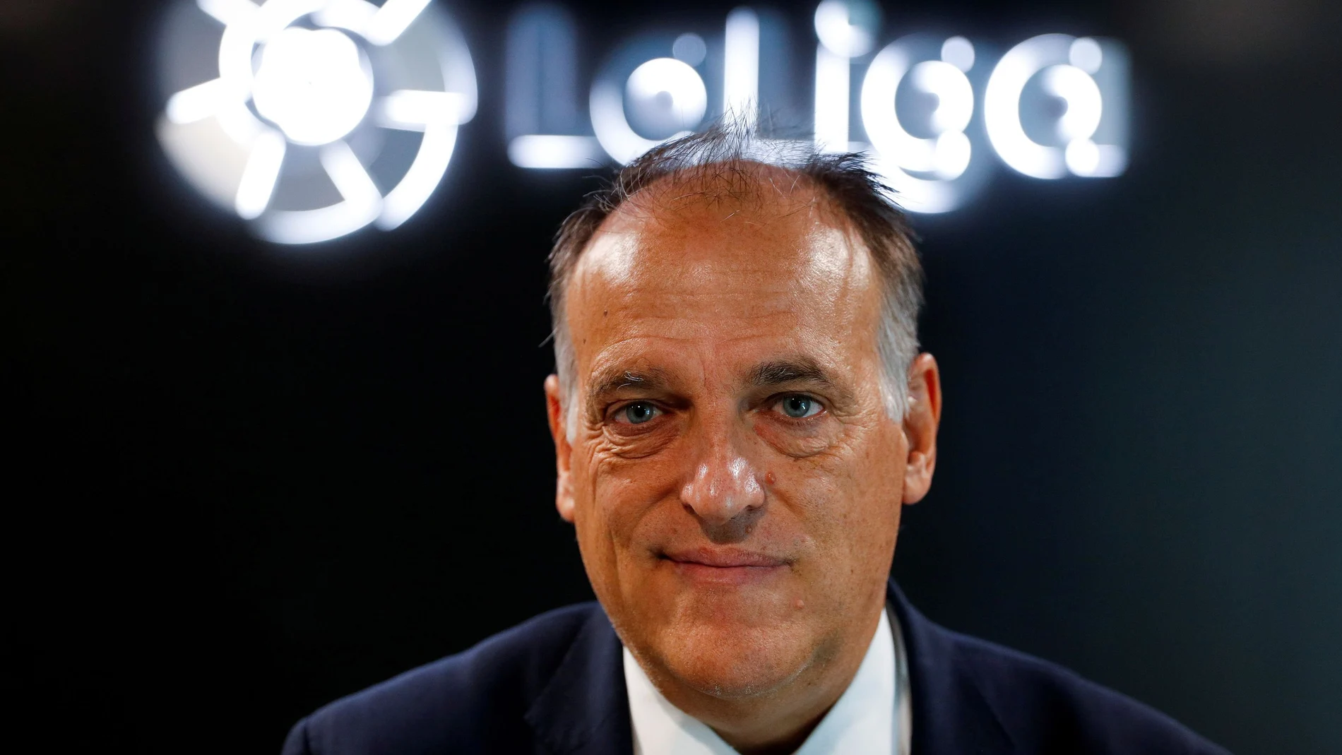 FILE PHOTO: La Liga President Javier Tebas poses during an interview with Reuters at the La Liga headquarters in Madrid