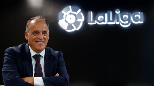 Javier, Tebas, presidente de LaLiga, en su sede de Madrid