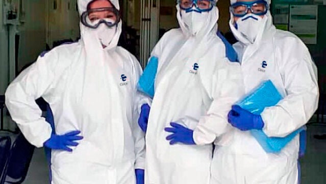 Un grupo de trabajadores de limpieza hospitalaria de Madrid