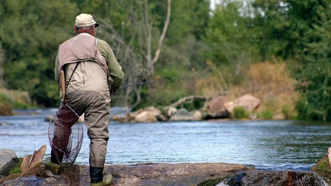 Pesca fluvial de la trucha en Santa Marina del Rey (León)