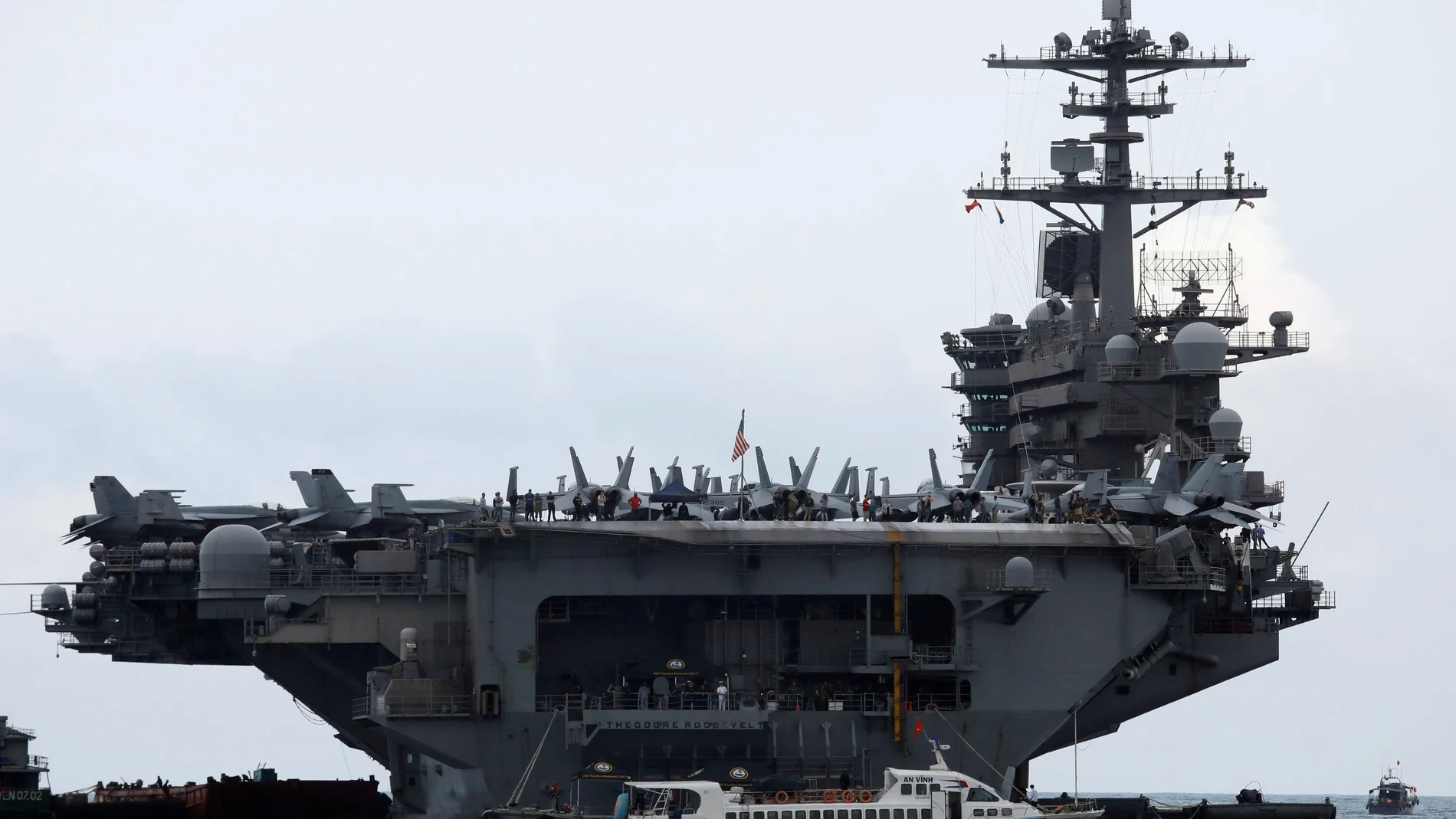 FILE PHOTO: The aircraft carrier Theodore Roosevelt (CVN-71) is seen while entering into the port in Da Nang, Vietnam