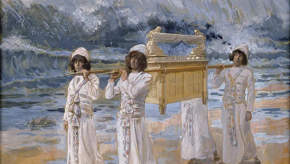 El arca cruza el Jordán, cuadro de James Tissot (1902).