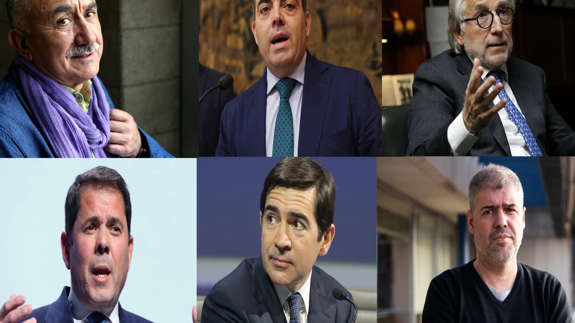 De izquierda a derecha y de arriba a abajo, Pepe Álvarez, Lorenzo Amor, Josep Sánchez Lliure, Gerardo Cuerva, Carlos Torres Vila y Unai Sordo