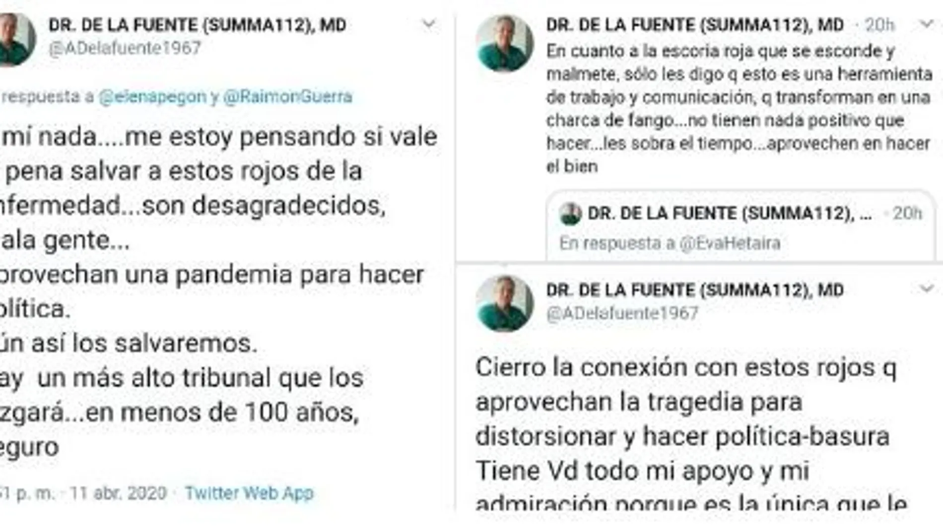 Los polémicos "tuit" del doctor De la Fuente