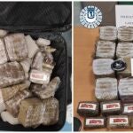 Fotografía facilitada la Policía Municipal de Madrid ha detenido a un hombre que llevaba en su coche más de 11 kilos de hachís y que alegó haber salido de su domicilio para comprar comida a familiares de edad avanzada. Según ha informado la Policía Municipal, el arresto se produjo este lunes por agentes del distrito Moncloa-Aravaca, que se encontraban realizando un control estático de vehículos con motivo de las medidas impuestas por el estado de alarma ante la pandemia del coronavirus. EFE