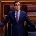 El presidente del Gobierno, Pedro Sánchez, hoy en el Congreso de los Diputados
