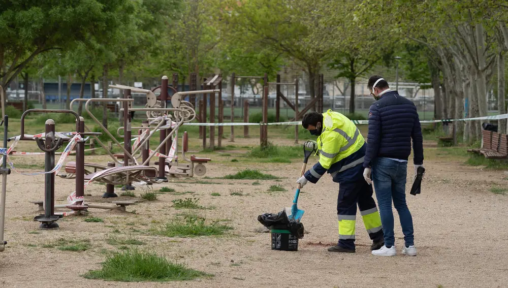 Retiran la arena ensangrentada en el lugar en el que apareció el joven muerto en Laguna de Duero