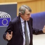 El presidente del Parlamento Europeo, David Sassoli, interviene en la sesión plenaria del Parlamento Europeo de este viernes