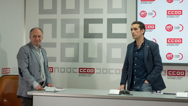 Los secretarios regionales de UGT y CCOO, Faustino Temprano y Vicente Andrés