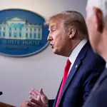 Donald Trump y el vicepresidente Mike Pence en una rueda de prensa en la Casa Blanca