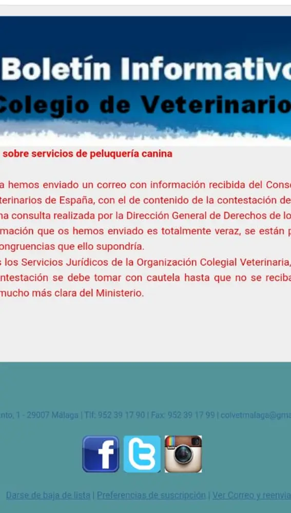 El Colegio de Veterinarios de Málaga ve &quot;incongruente&quot; la postura del Ministerio sobre los peluqueros caninos