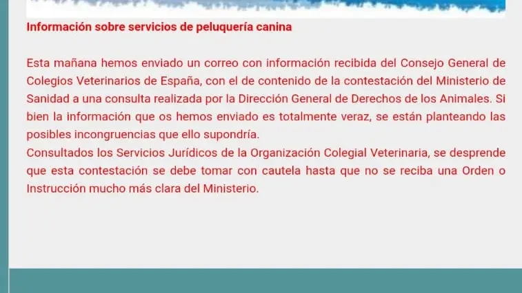 El Colegio de Veterinarios de Málaga ve "incongruente" la postura del Ministerio sobre los peluqueros caninos