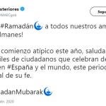 Mensaje del Ministerio de Asuntos Exteriores felicitando el Ramadán