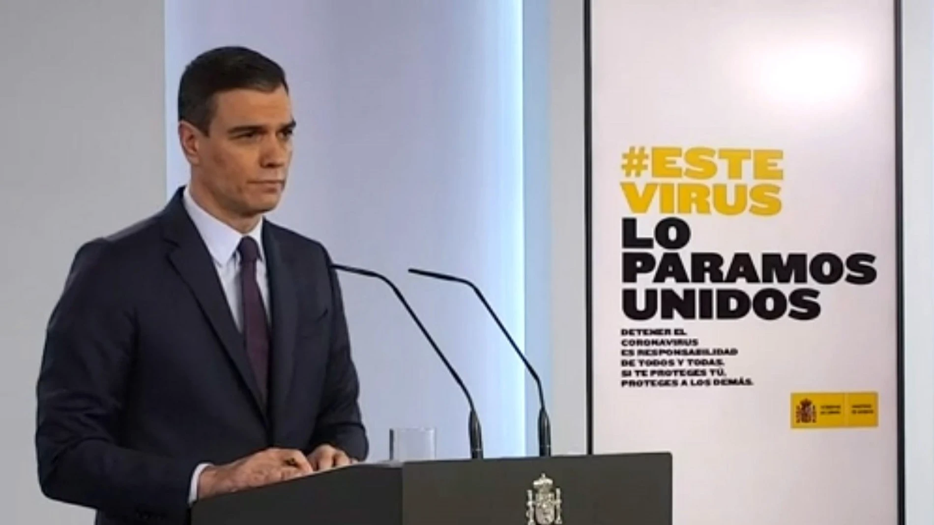 El presidente del gobierno, Pedro Sánchez, durante la rueda de prensa telemática ofrecida este sábado