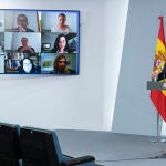 El ministro de Sanidad, Salvador Illa, durante una rueda de prensa tras la videoconferencia entre el presidente del Gobierno, Pedro Sánchez, y los presidentes autonómicos,