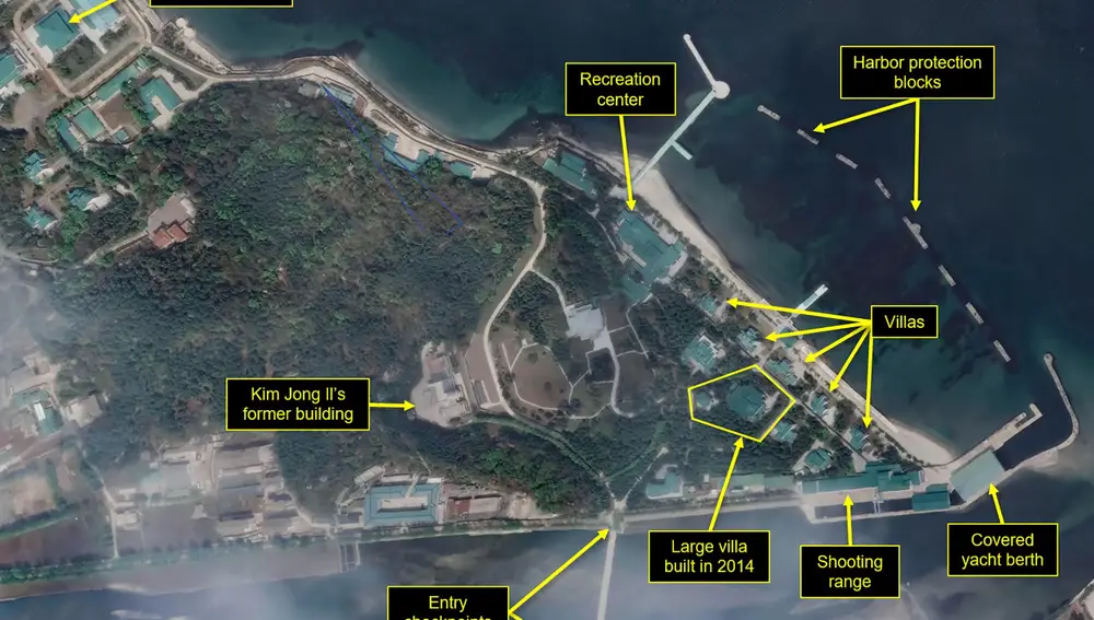 Imagen satelital del 21 de abril que muestra el complejo de Wonsan