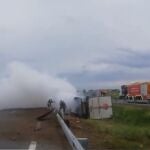 Accidente de un camión en la A-3 a la altura de Villarejo de Salvanés