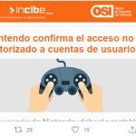Aviso sobre el ataque ciber a Nintendo