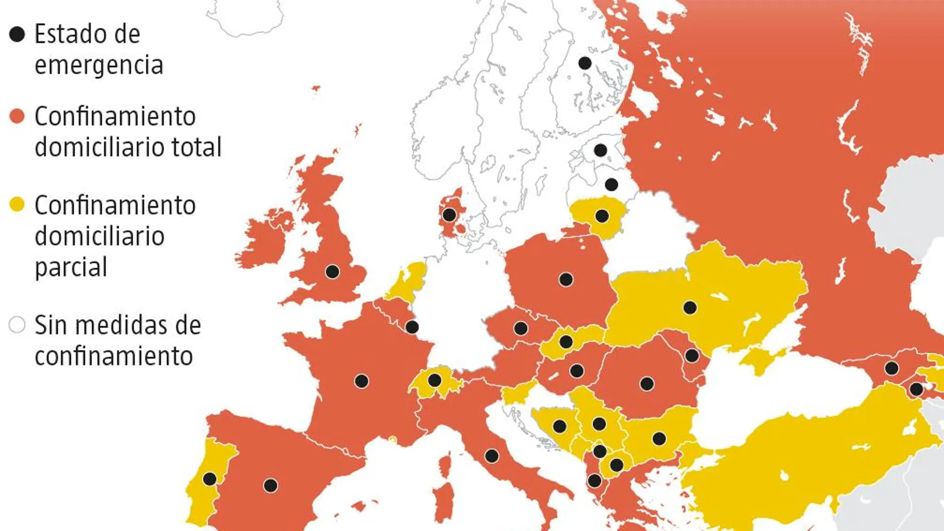 Medidas para contención del covid-19 en los países europeos