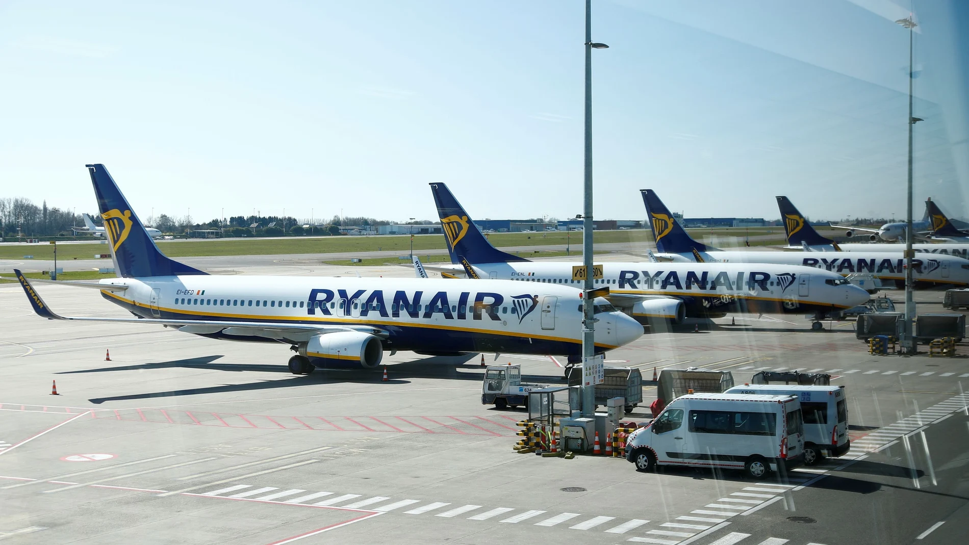 FILE PHOTO: Ryanair aircraft parked on the tarmac before the closure of Brussels South Charleroi Airport