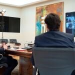 El presidente del Gobierno, Pedro Sánchez, hoy durante la reunión del Comité Técnico en Moncloa
