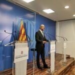 El conseller de Interior de la Generalitat, Miquel Buch, en rueda de prensa