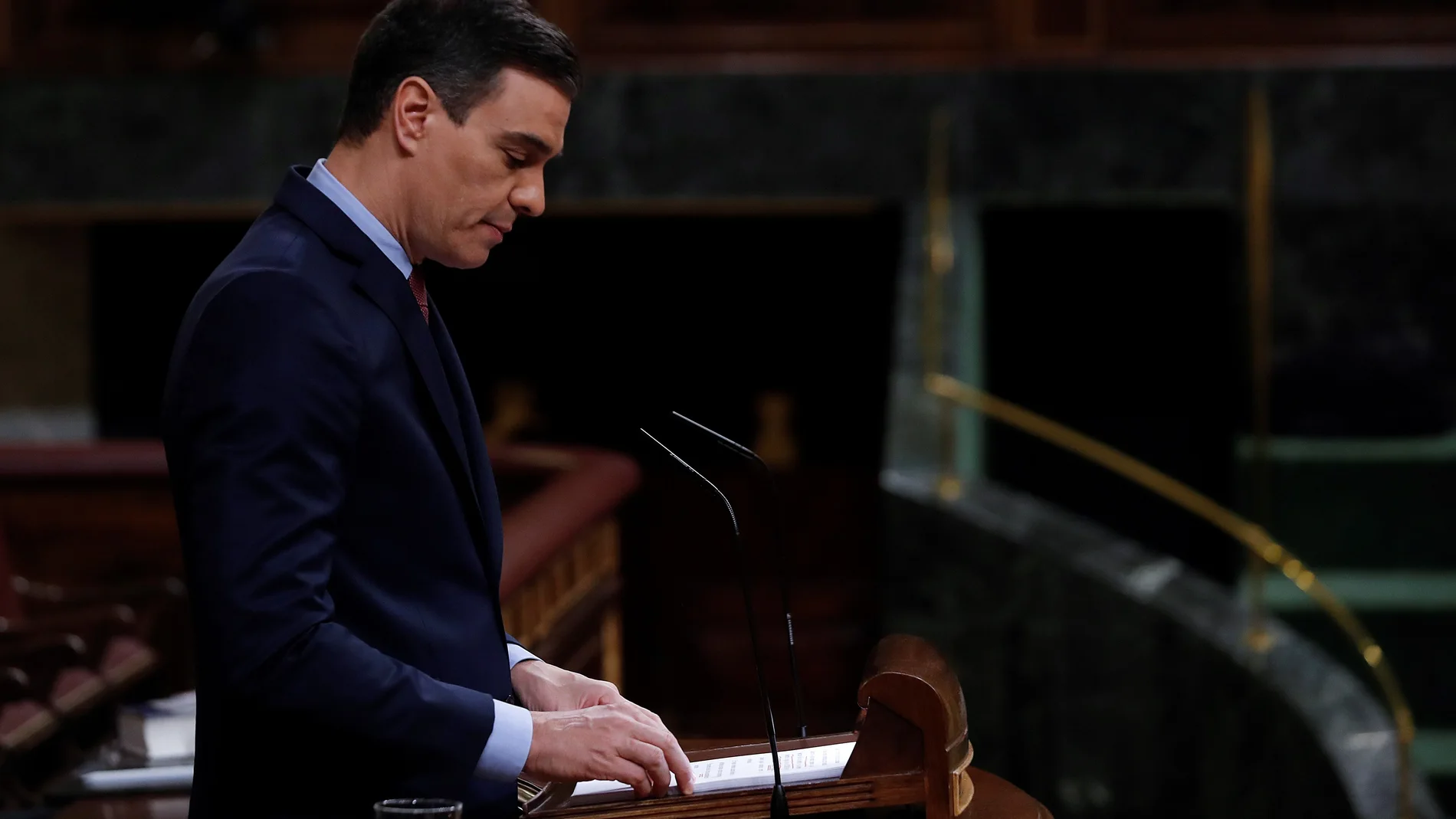 El presidente del Gobierno, Pedro Sánchez durante su intervención en el pleno del Congreso