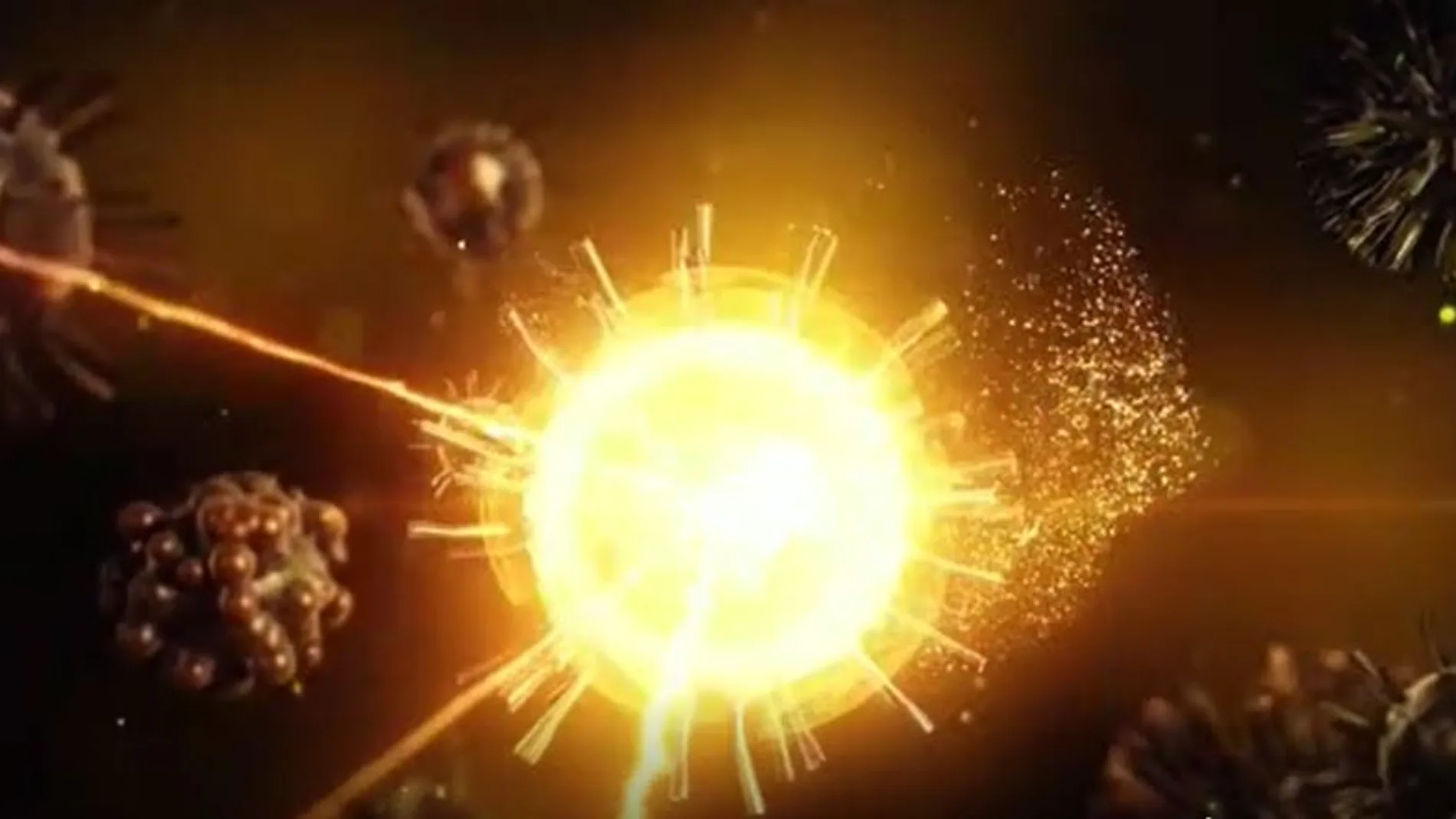 Captura de un vídeo de Isis en el que se representa un virus haciendo explosión, en refrencia a atentados en este momento