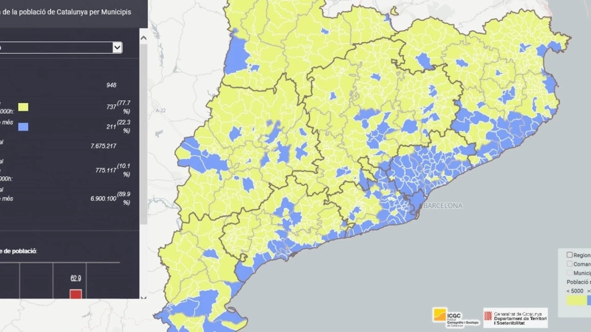 Coronavirus.- El ICGC lanza un visor de datos sobre municipios según su población y área sanitaria