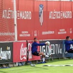 Joao Félix, Correa y Morata, en el entrenamiento del Atlético