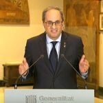 El presidente de la Generalitat, Quim Torra, en la rueda de prensa posterior a la novena reunión de presidentes autonómicos, a 10 de mayo de 2020.GENERALITAT DE CATALUNYA10/05/2020