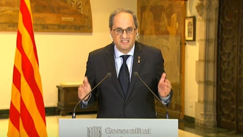 El presidente de la Generalitat, Quim Torra, en la rueda de prensa posterior a la novena reunión de presidentes autonómicos, a 10 de mayo de 2020.GENERALITAT DE CATALUNYA10/05/2020