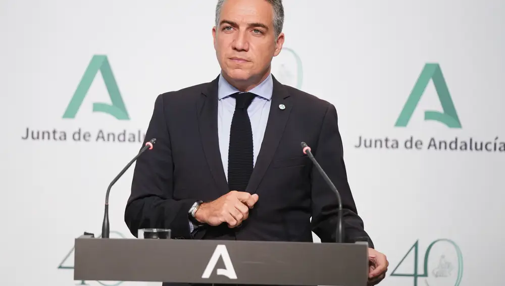 El consejero de la Presidencia, Administración Pública e Interior y portavoz del Gobierno andaluz, Elías Bendodo