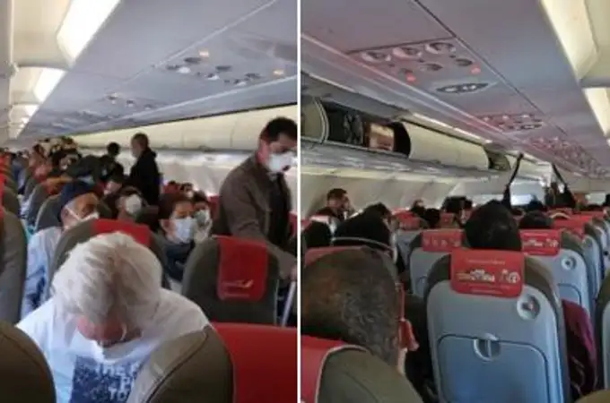 Las indignantes imágenes de un avión lleno con destino a Canarias: “Es inadmisible”