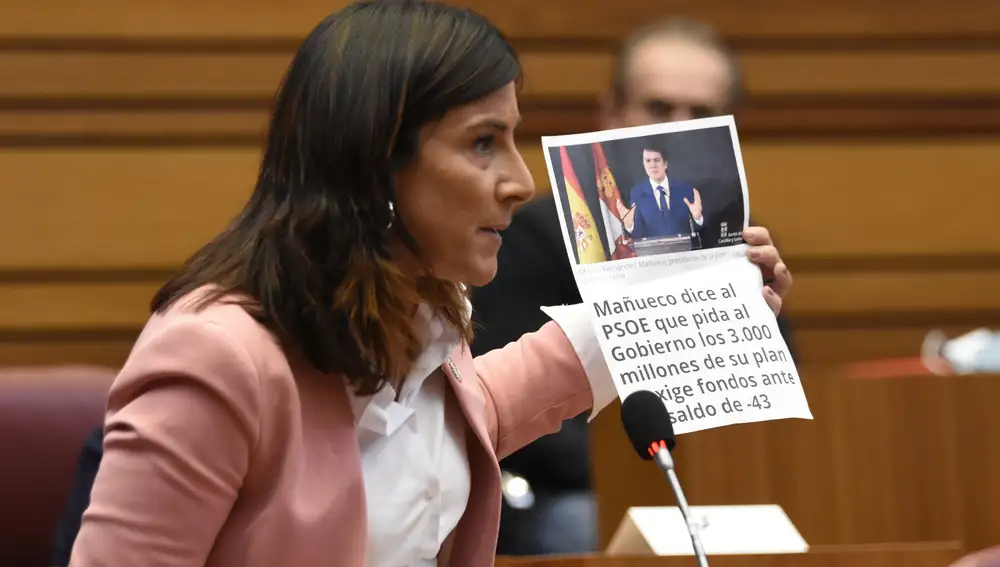 La procuradora del PSOE, Ana Sánchez, durante su intervención en las Cortes