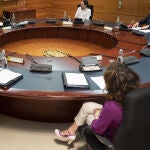 El vicepresidente Pablo Iglesias y la ministra de Hacienda, María Jesús Montero, durante la reunión del Consejo de Ministros extraordinario.