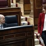 El ministro de Justicia, Juan Carlos Campo y la diputada de ERC Carolina Telechea este miércoles durante el pleno del Congreso que ratificó el Decreto Ley Pool13/05/2020