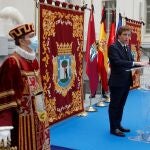 José Luis Martínez-Almeida, durante el acto de concesión de la Medalla de Oro de la ciudad al pueblo de Madrid en la festividad de San Isidro