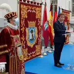 José Luis Martínez-Almeida, durante el acto de concesión de la Medalla de Oro de la ciudad al pueblo de Madrid en la festividad de San Isidro
