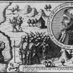 Grabado que muestra a Vasco Núñez de Balboa tomando posesión de las tierras del Pacífico según un grabado de la Biblioteca del Congreso de EE UU